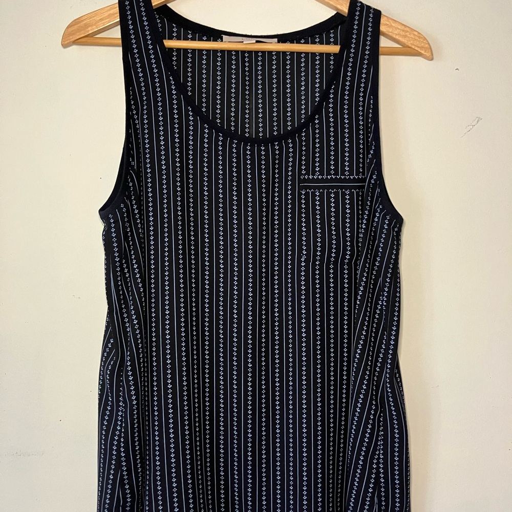 LOFT Navy and White Patterned Top